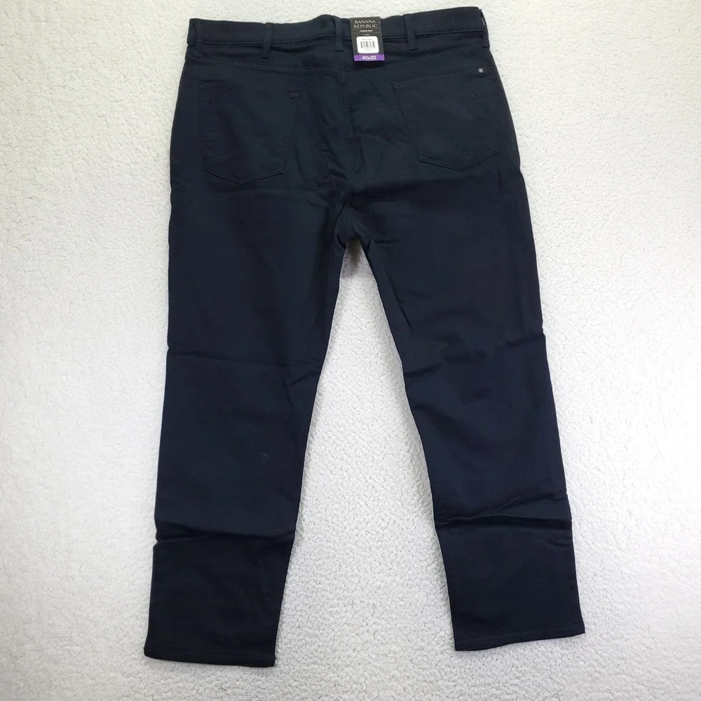 Banana Republic Traveler Pants Mens 40x30 Black Straight Fit Stretch Cotton NWT